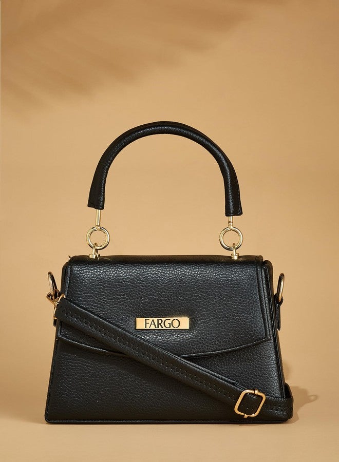 فارجو حقيبة يد صغيرة أنيقة من الجلد النباتي من فارجو، مناسبة للسيدات والفتيات | اللون الأسود - Image 5